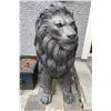 Image 2 : Large Cast Bronze-Finish Seated Guardian Lion Estate Garden Statue Sculpture Left Facing (Approx. 32