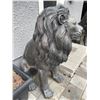 Image 3 : Large Cast Bronze-Finish Seated Guardian Lion Estate Garden Statue Sculpture Left Facing (Approx. 32