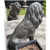 Image 4 : Large Cast Bronze-Finish Seated Guardian Lion Estate Garden Statue Sculpture Left Facing (Approx. 32