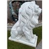 Image 5 : Large Carved White Marble Roaring Guardian Lion Estate Garden Statue Sculpture Left Facing (Approx. 
