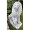 Image 1 : Large Carved White Marble Guardian Lion with Cub Estate Garden Statue Sculpture Right Facing (Approx