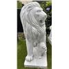 Image 3 : Large Carved White Marble Guardian Lion with Cub Estate Garden Statue Sculpture (Approx. 24x57x65)