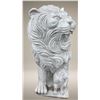 Image 2 : Large Carved White Marble Roaring Guardian Lion with Cub Estate Garden Statue Sculpture Left Facing 