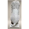 Image 3 : Large Carved White Marble Roaring Guardian Lion with Cub Estate Garden Statue Sculpture Left Facing 