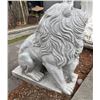 Image 4 : Large Carved White Marble Roaring Guardian Lion with Cub Estate Garden Statue Sculpture Left Facing 