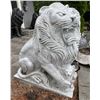 Image 1 : Large Carved White Marble Roaring Guardian Lion with Cub Estate Garden Statue Sculpture Right Facing