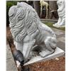 Image 3 : Large Carved White Marble Roaring Guardian Lion with Cub Estate Garden Statue Sculpture Right Facing