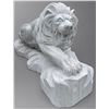 Image 1 : Large Carved White Marble Prowling Guardian Lion Estate Garden Statue Sculpture Right Facing (Approx