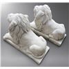 Image 2 : Pair of Carved White Marble Recumbent Guardian Lion Garden Statues (2 Pcs)