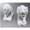 Image 1 : Pair of Carved White Marble Guardian Lion Garden Statues (2 Pcs)