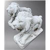 Image 2 : Pair of Carved White Marble Guardian Lion Garden Statues (2 Pcs)