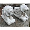 Image 4 : Pair of Carved White Marble Guardian Lion Garden Statues (2 Pcs)