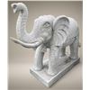 Image 1 : Large Carved White Marble Ceremonial Trunk-Up Elephant Garden Statue Sculpture (Approx. 20x82x64)