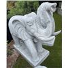 Image 5 : Large Carved White Marble Ceremonial Trunk-Up Elephant Garden Statue Sculpture (Approx. 20x82x64)