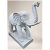 Image 1 : Large Carved White Marble Ceremonial Trunk-Up Elephant Garden Statue Sculpture (Approx. 20x82x64)