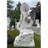 Image 1 : Monumental Carved White Marble Guan Yin Riding Dragon Estate Garden Statue Sculpture (Approx. 53x34x