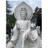 Image 5 : Monumental Carved White Marble Guan Yin Riding Dragon Estate Garden Statue Sculpture (Approx. 53x34x