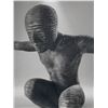 Image 2 : Monumental Contemporary Crouching Male Figure Sculpture on Chiseled Stone Pedestal Base (Approx. 14x