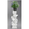 Image 1 : Carved White Marble Dolphin Motif Architectural Pedestal / Plant Stand Column (Approx.46in H)