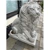 Image 1 : Large Carved White Marble Roaring Guardian Lion with Cub Estate Garden Statue Sculpture Left Facing 