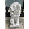 Image 2 : Large Carved White Marble Roaring Guardian Lion with Cub Estate Garden Statue Sculpture Left Facing 
