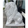 Image 3 : Large Carved White Marble Roaring Guardian Lion with Cub Estate Garden Statue Sculpture Left Facing 
