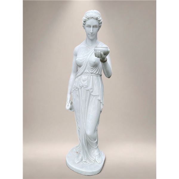 Monumental Carved White Marble Classical Greek Goddess Hebe Garden Statue Sculpture (Approx 79in H. 