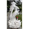 Image 5 : Monumental Carved White Marble Mermaid on Coral Reef Garden Statue Sculpture (Approx. 39x82)