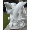 Image 1 : Large Carved White Marble Pod of Dolphins Garden Statue Sculpture/Fountain (Approx. 3.2ftx4ft H)