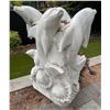 Image 3 : Large Carved White Marble Pod of Dolphins Garden Statue Sculpture/Fountain (Approx. 3.2ftx4ft H)