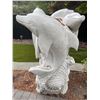 Image 2 : Large Carved White Marble Pod of Dolphins Garden Statue Sculpture/Fountain (Approx. 3.2ftx4ft H)