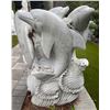 Image 4 : Large Carved White Marble Pod of Dolphins Garden Statue Sculpture/Fountain (Approx. 3.2ftx4ft H)