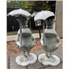 Image 1 : Pair of Cast Metal Crowned Frog Prince with Umbrella Garden Statues (Approx. 14x6)