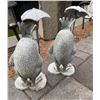 Image 3 : Pair of Cast Metal Crowned Frog Prince with Umbrella Garden Statues (Approx. 14x6)