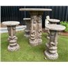 Image 1 : 5-Piece Cast Stone Faux Bois Tiki Totem Outdoor Patio Bistro Table & Stool Set