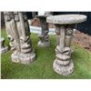Image 4 : 5-Piece Cast Stone Faux Bois Tiki Totem Outdoor Patio Bistro Table & Stool Set