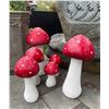 Image 1 : Set of 6 Whimsical Painted Red Amanita Toadstool Mushroom Garden Statues