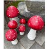 Image 2 : Set of 6 Whimsical Painted Red Amanita Toadstool Mushroom Garden Statues