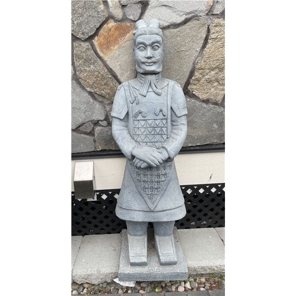 Cast Stone Chinese Qin Dynasty Terracotta Warrior Garden Statue Sculpture (Approx. 13x49)