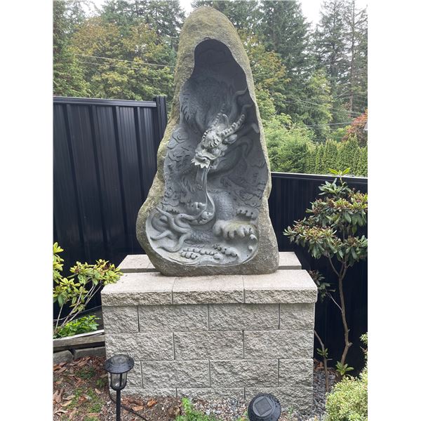 Natural Boulder Imperial Dragon Bas-Relief Garden Monolith Sculpture (Approx. 36x66)