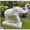 Image 1 : Monumental Carved Grey Veined Marble Ceremonial Asian Elephant Garden Statue Sculpture (Approx. 80x2