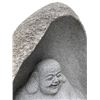 Image 2 : Monumental Hand-Carved Natural Stone Monolith with Recessed Laughing Buddha (Hotei) Sculpture (Appro