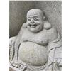 Image 3 : Monumental Hand-Carved Natural Stone Monolith with Recessed Laughing Buddha (Hotei) Sculpture (Appro