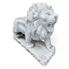 Image 1 : Carved White Marble Roaring Sentinel Lion Estate Garden Statue Sculpture (Approx. 51x17x4)