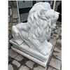 Image 4 : Carved White Marble Recumbent Roaring Sentinel Lion Estate Garden Statue Sculpture (Approx. 50x21x57