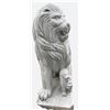 Image 1 : Carved Grey Veined Marble Seated Guardian Lion with Cub Estate Gate Statue Sculpture Left Facing (Ap
