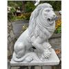 Image 4 : Carved Grey Veined Marble Seated Guardian Lion with Cub Estate Gate Statue Sculpture Right Facing (A