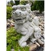 Image 1 : Hand-Carved Grey Speckled Granite Asian Foo Dog / Guardian Lion with Cub Garden Statue Sculpture Lef