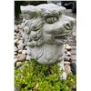 Image 2 : Hand-Carved Grey Speckled Granite Asian Foo Dog / Guardian Lion with Cub Garden Statue Sculpture Lef