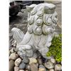 Image 3 : Hand-Carved Grey Speckled Granite Asian Foo Dog / Guardian Lion with Cub Garden Statue Sculpture Lef
